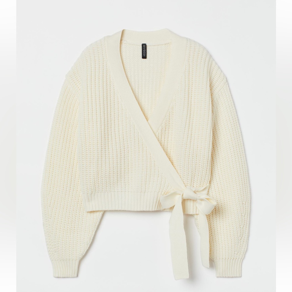 NWOT - Fine Knit Wrap Front Cardigan / Tie Top